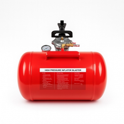 Inflador de neumáticos tubeless 20 L con asa de transporte y depósito de acero.