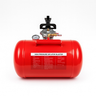 Inflador de neumáticos tubeless 20 L con asa de transporte y depósito de acero.