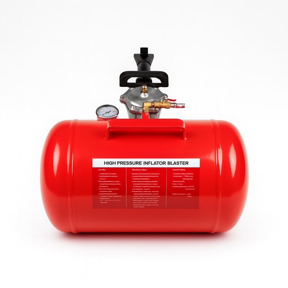 Inflador de neumáticos tubeless 20 L con asa de transporte y depósito de acero.