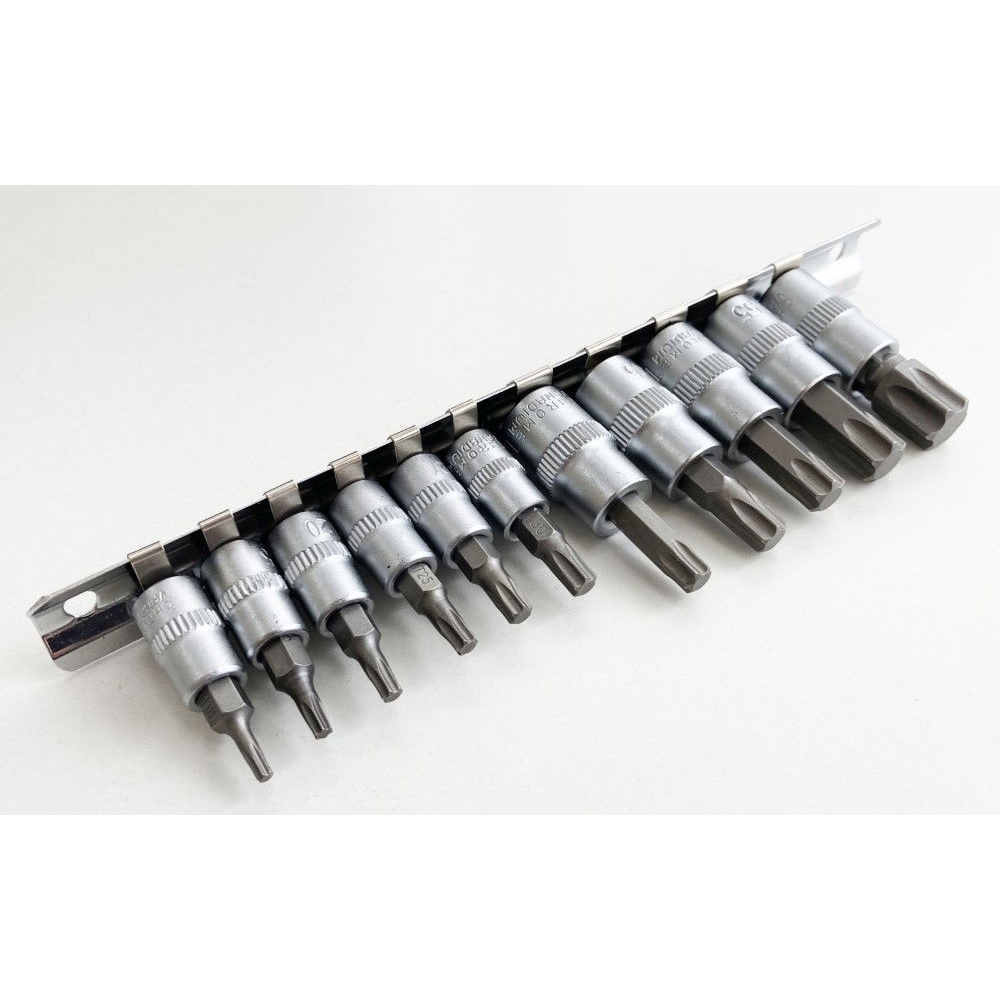 Juego de 11 puntas torx medidas T10 a T60.