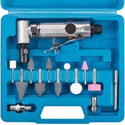 Kit amoladora neumática angular 90º con 10 puntas de esmerilado