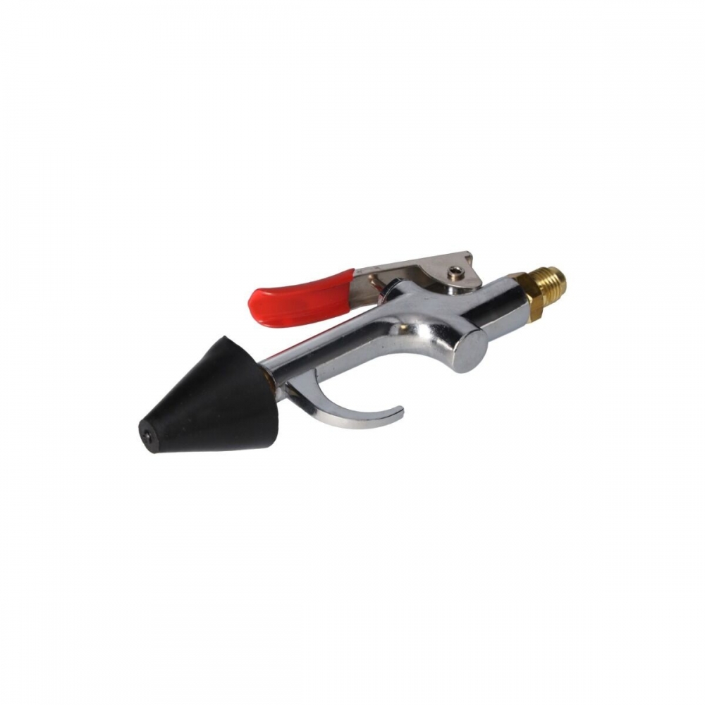 Pistola metálica con boquilla cónica para sellado hermético en limpieza de aire acondicionado.