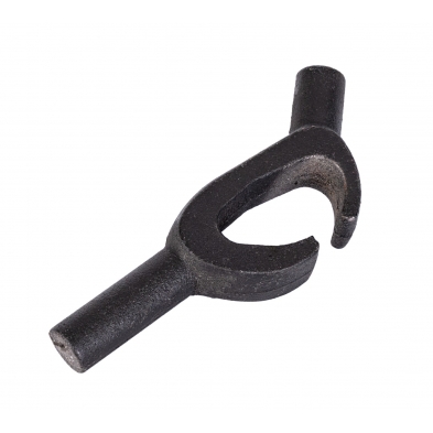 Útil de sujeción de acero forjado para fijar el talón del neumático durante el desmontaje.