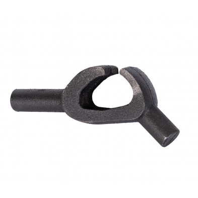 Útil de sujeción de acero forjado para fijar el talón del neumático durante el desmontaje.