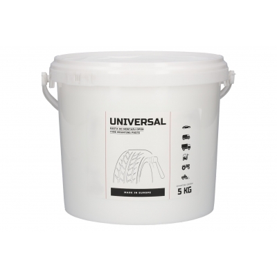 Cubo de 5 kg de pasta blanca universal para montaje y desmontaje de neumáticos, neutra y transparente al secar.