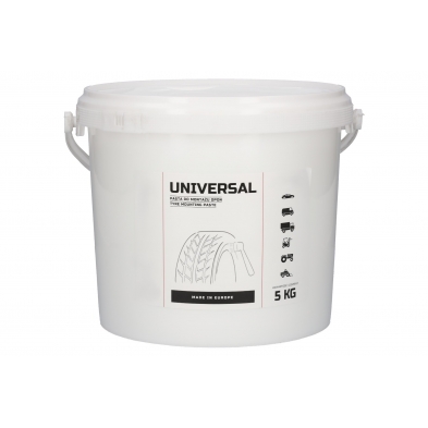 Cubo de 5 kg de pasta blanca universal para montaje y desmontaje de neumáticos, neutra y transparente al secar.
