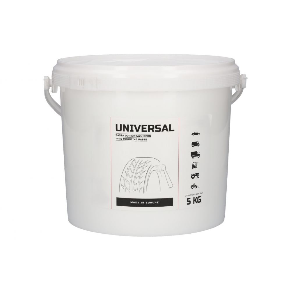 Cubo de 5 kg de pasta blanca universal para montaje y desmontaje de neumáticos, neutra y transparente al secar.
