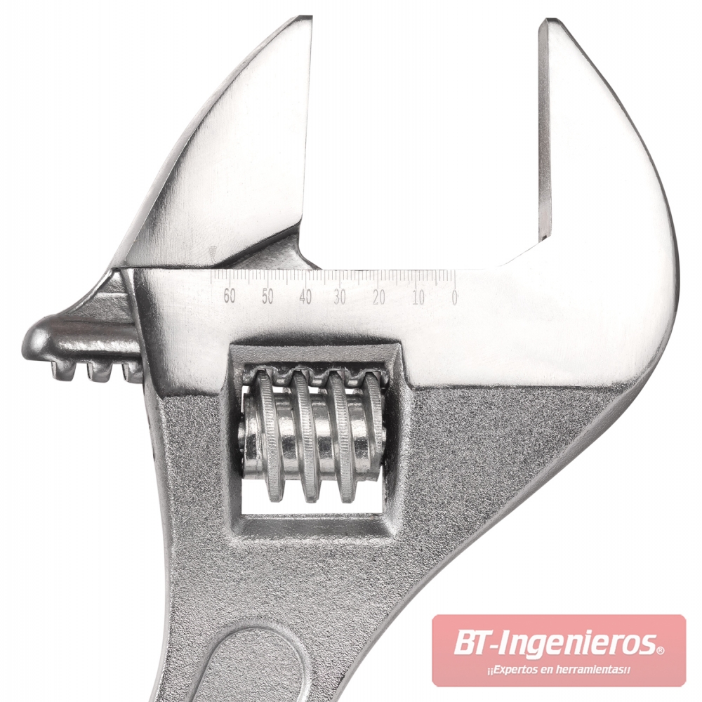 Detalle de la escala grabada en mango de llave inglesa de 600 mm profesional