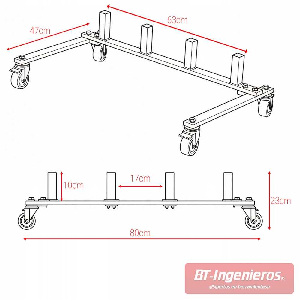 Soporte con ruedas para plataformas rodantes S-4PR