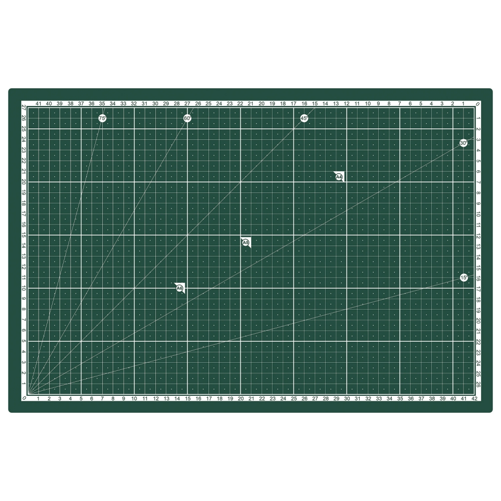 Base de corte autocicatrizante A3 de PVC triple capa con cuadrícula métrica e imperial