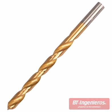 Juego de brocas HSS titanio en estuche metálico con medidas marcadas