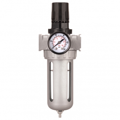 Filtro regulador 1/4" con manómetro integrado y purga inferior