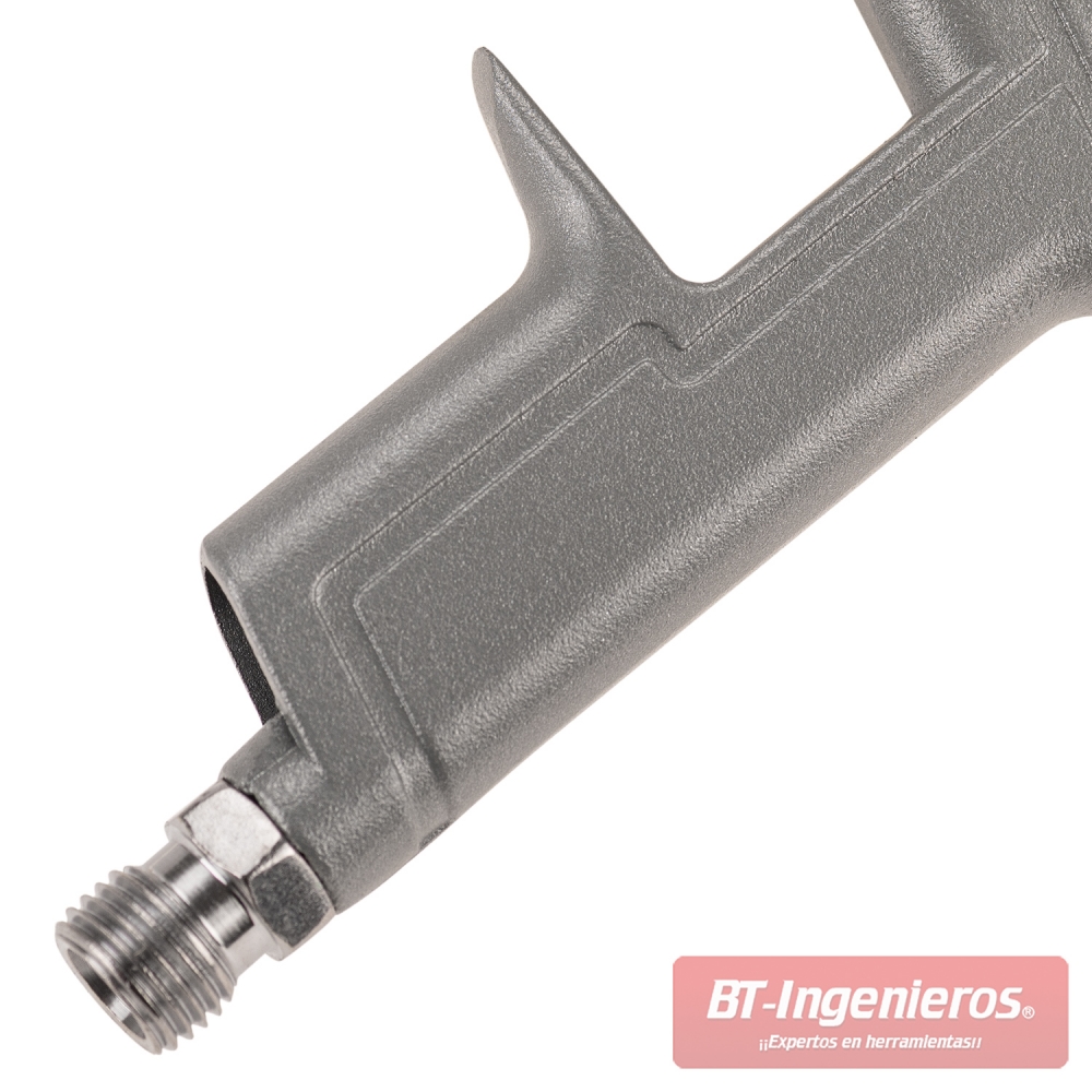 Detalle de la salida de aire de la boquilla metálica corta