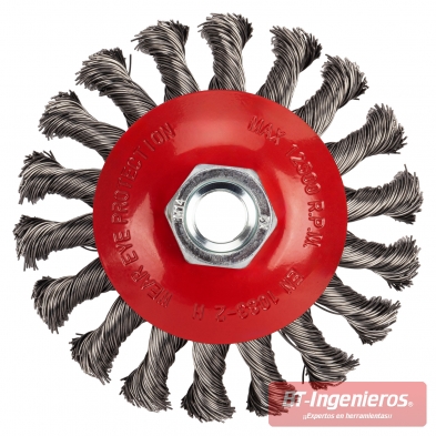 Cepillo rueda trenzado de 100 mm con tuerca M14 para desoxidar metal