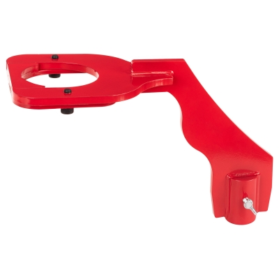 Detalle de la mordaza abierta del soporte puntal MacPherson para gato de transmisión