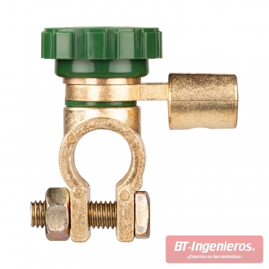 Desconectador de batería con rueda verde montado en posición lateral