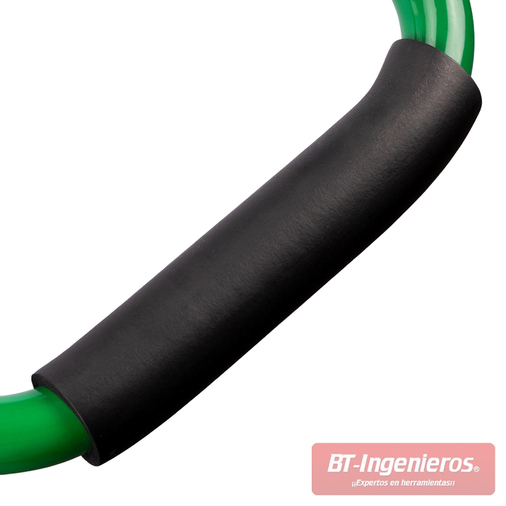 Detalle del mango acolchado ergonómico del carro de transporte