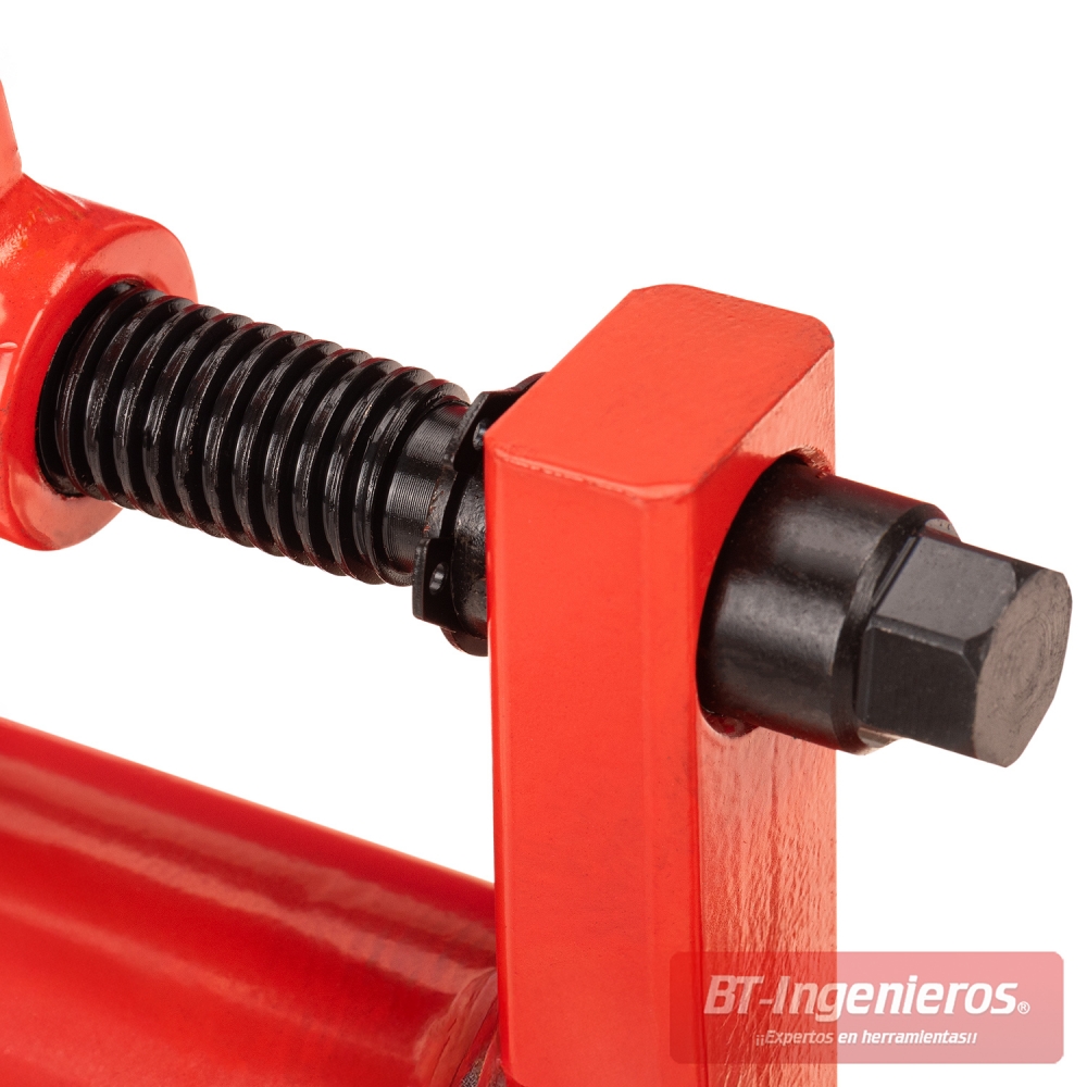 Detalle del tornillo de ajuste con perno hexagonal y cuerpo reforzado.