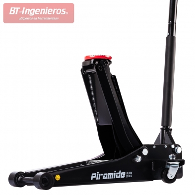 Vista lateral del gato hidráulico perfil bajo Piramide Black Series 3T