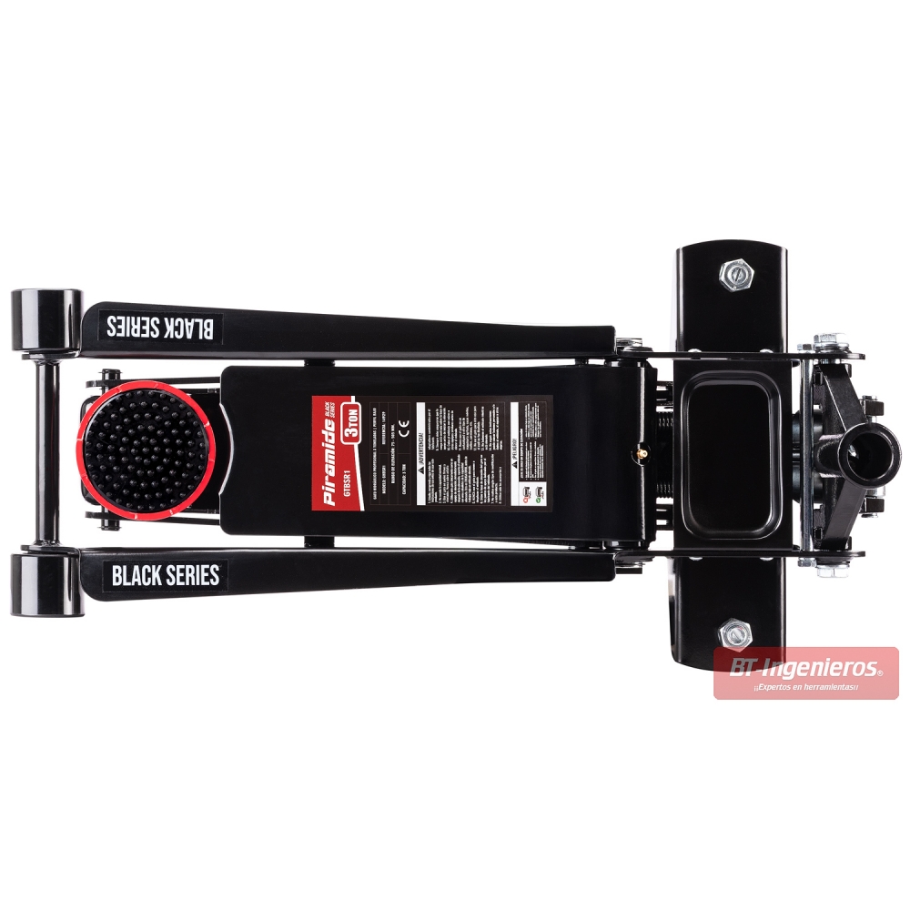 Vista superior del gato hidráulico Piramide Black Series perfil bajo
