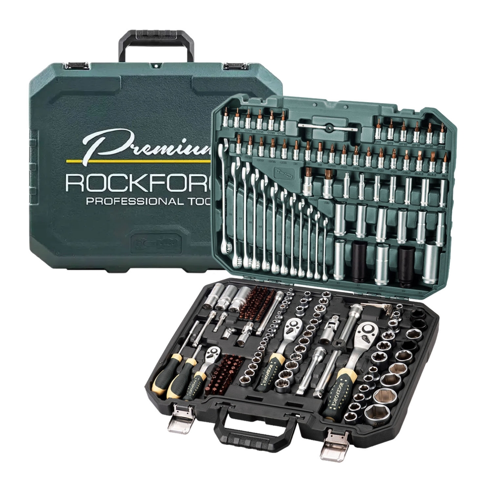 Maletín Rockforce profesional 216 piezas abierto completo