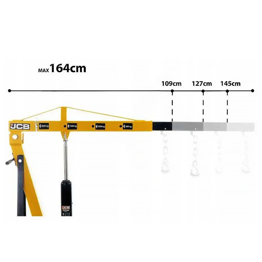 JCB brazo telescópico con posiciones de carga 500 a 2000 kg