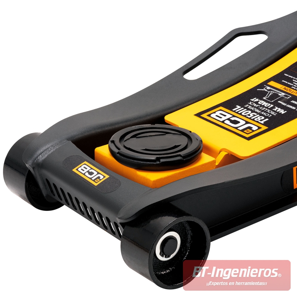 JCB detalle del gato hidráulico 4T con pedal trasero y perfil bajo