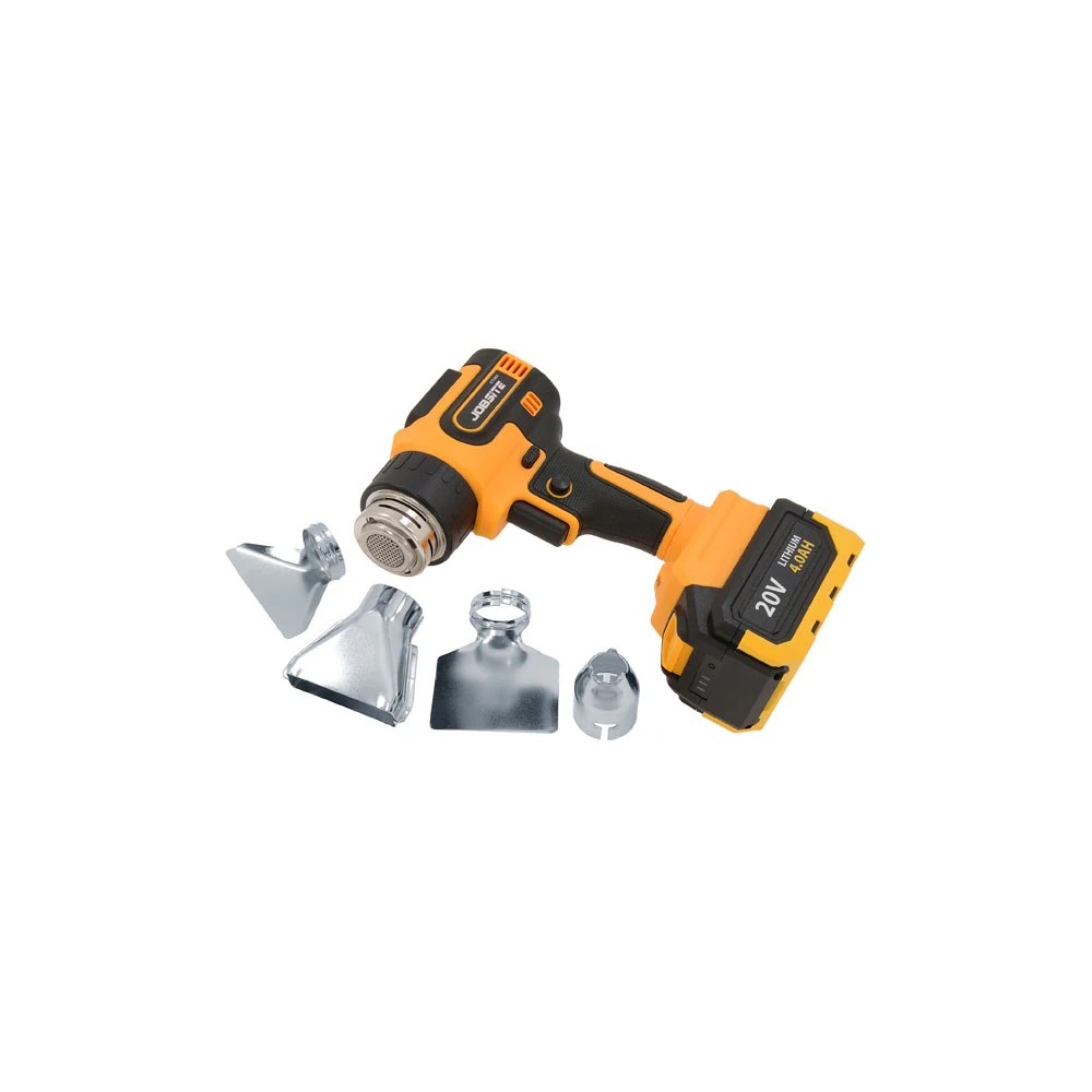 Pistola de aire caliente inalámbrica Jobsite 20V con boquillas intercambiables.