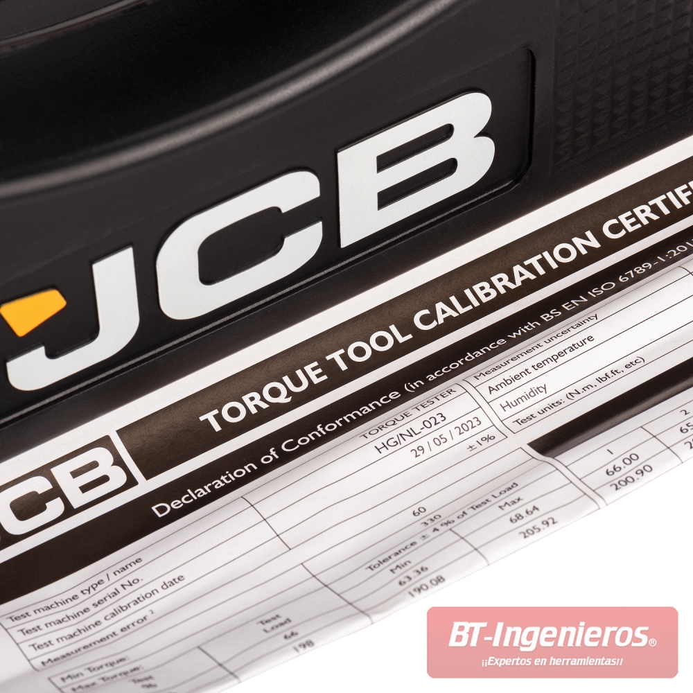 Llave dinamométrica JCB profesional 1/2" con maletín rígido y certificado de calibración