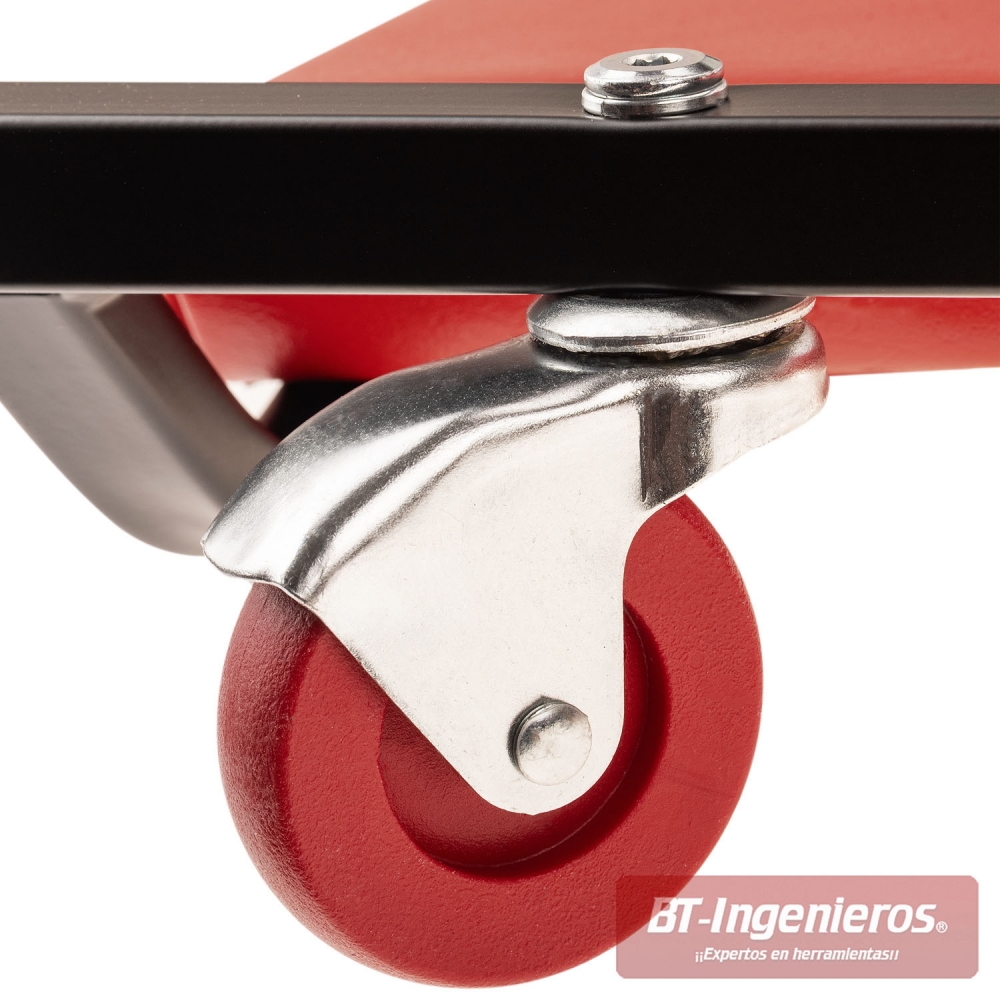 Rueda giratoria de 63 mm de la camilla mecánica Piramide con base metálica.