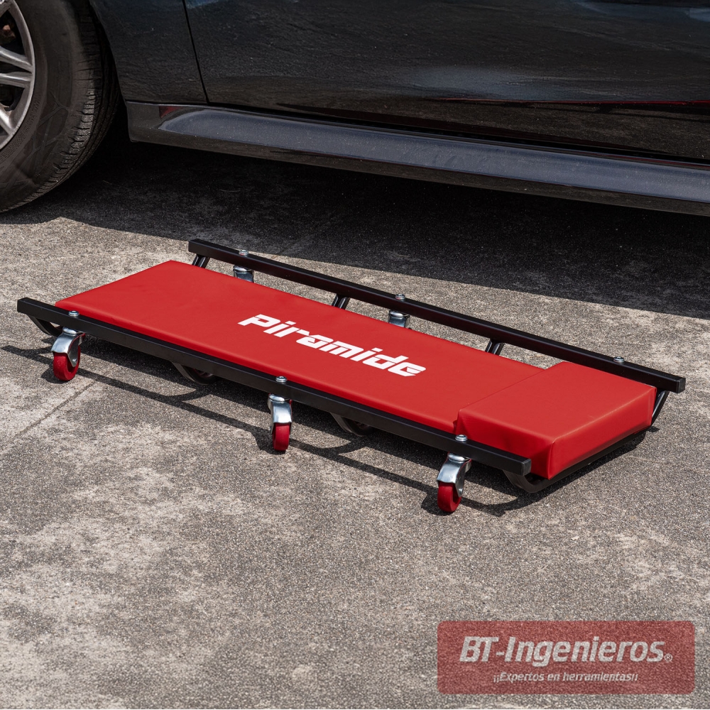 Camilla profesional Piramide 6 ruedas, acolchada, ligera y resistente para taller.