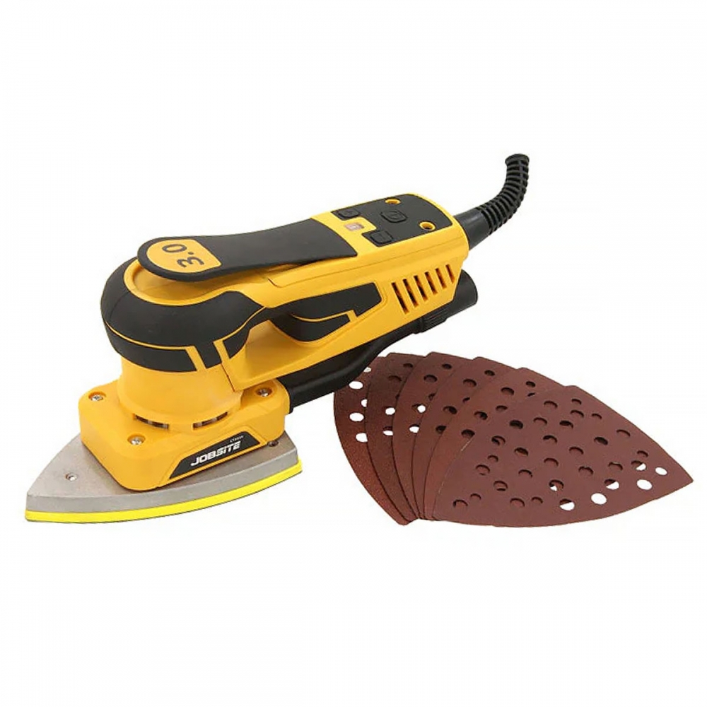 Lijadora delta 350W con base triangular hook & loop y hojas de lija incluidas