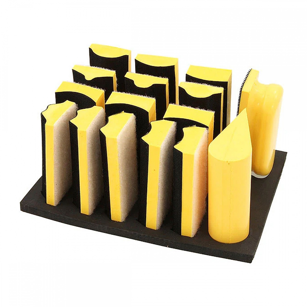 Bloques de lijado con velcro de diferentes perfiles para madera, carrocería y zonas curvas