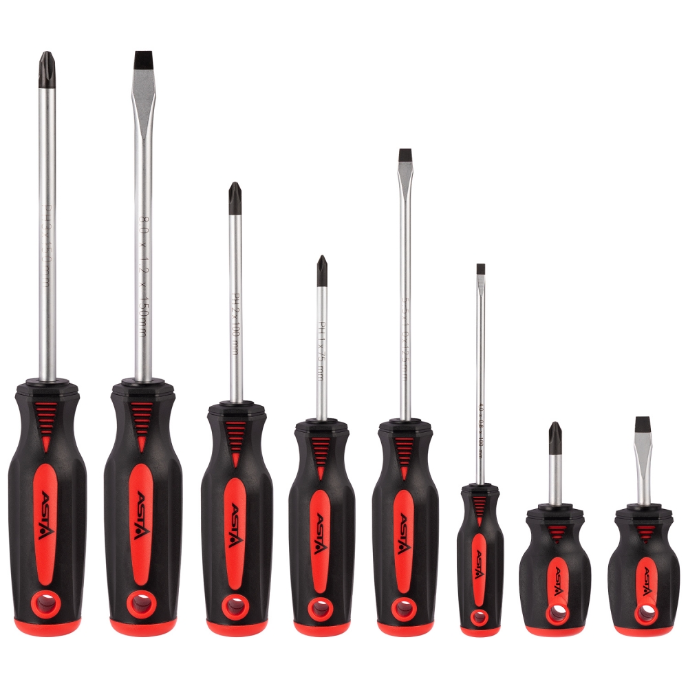 Destornilladores ASTA con mango bimaterial antideslizante y punta magnética