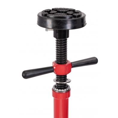 Detalle del pedal de elevación y base circular estable del soporte regulable 750 kg.