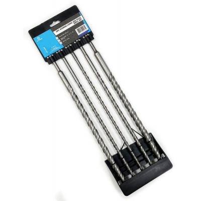 Juego de brocas SDS Plus 450 mm extralargas para hormigón y piedra | Ø10–25 mm con punta de carburo