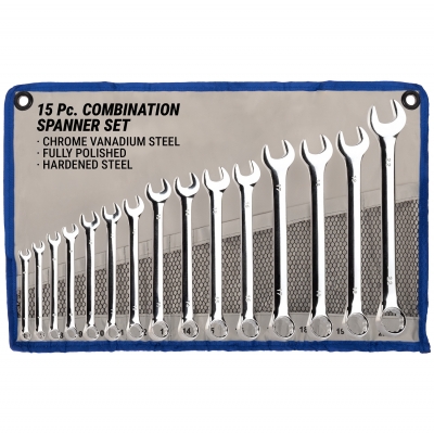 juego de llaves combinadas 15 piezas 6-22 mm cromo vanadio con estuche