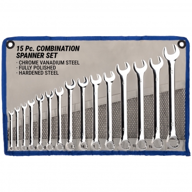 juego de llaves combinadas 15 piezas 6-22 mm cromo vanadio con estuche
