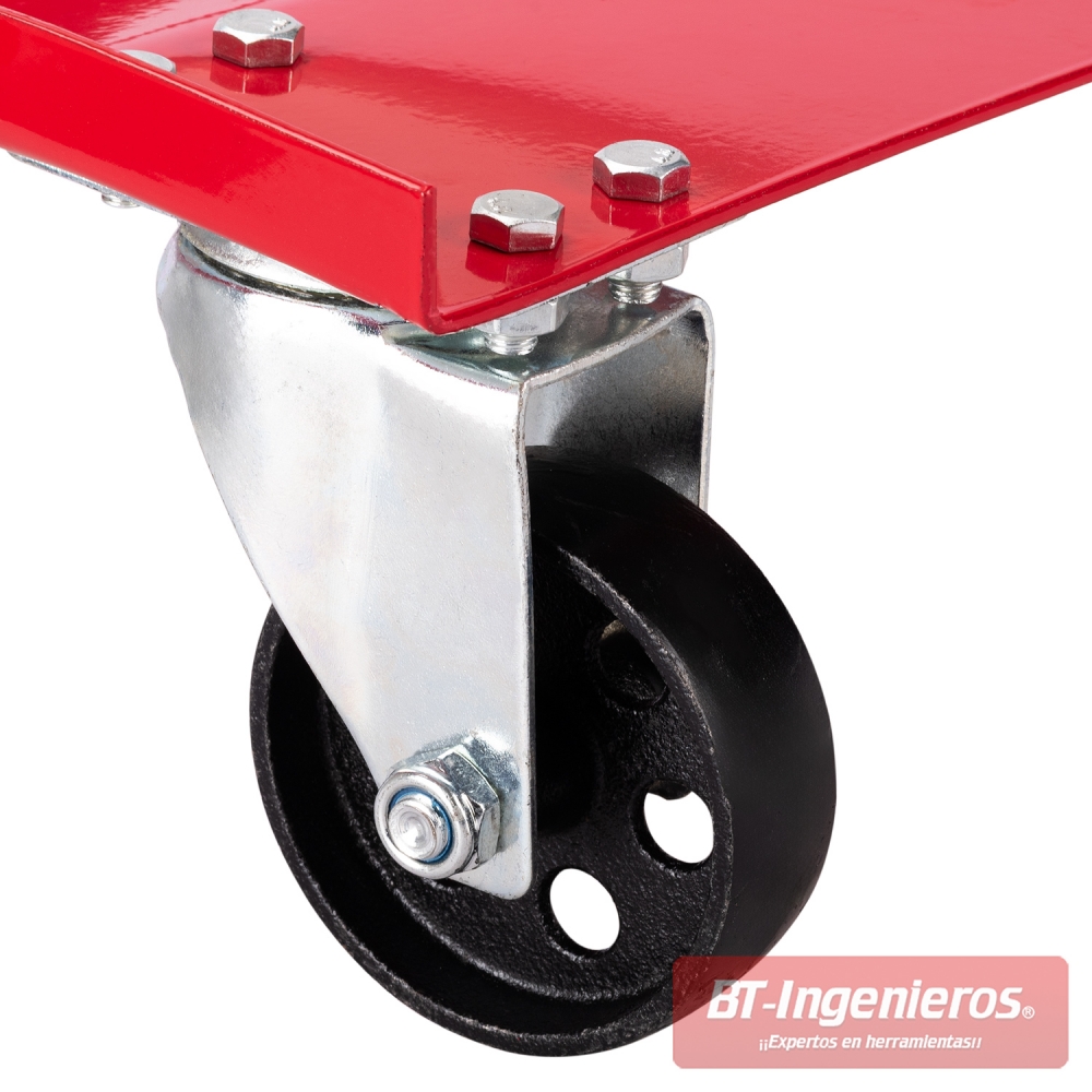 detalle rueda giratoria 360 grados plataforma rodante coche