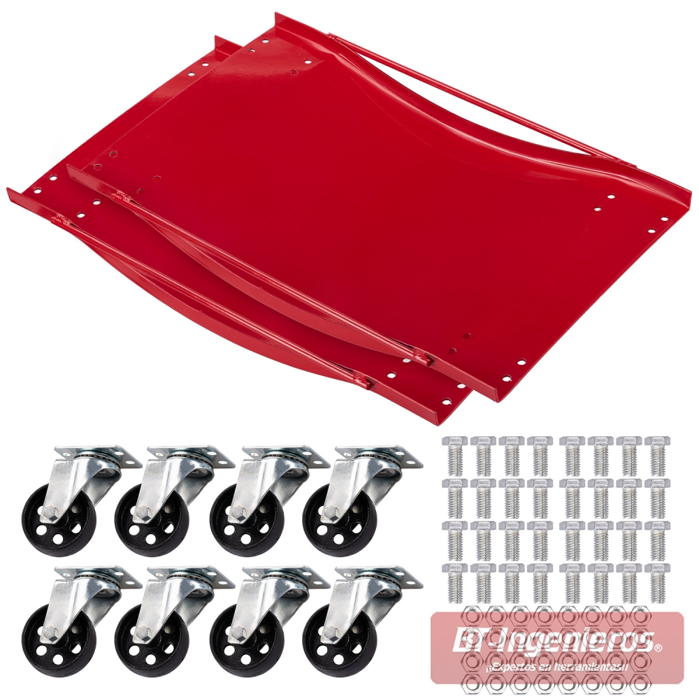 componentes plataformas rodantes para coche con ruedas y tornillería