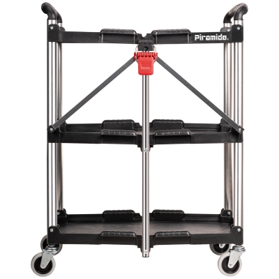 Carro de taller plegable 3 baldas – 660×405×825 mm, PP + aluminio, 4 ruedas (2 con freno)