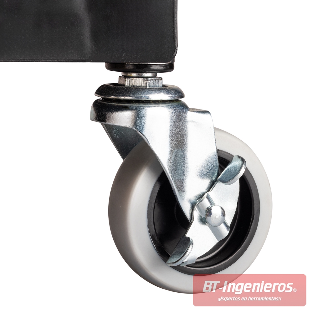 Ruedas de goma que no marcan el suelo y ofrecen una gran resistencia.