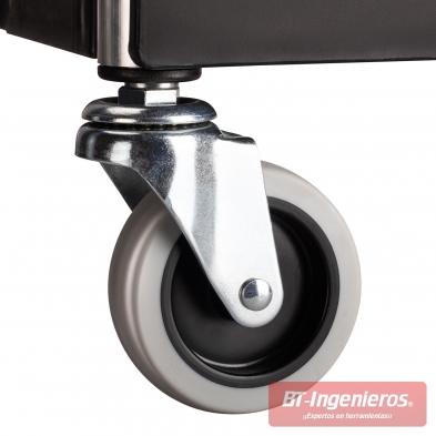 Ruedas de goma que no marcan el suelo y ofrecen una gran resistencia.