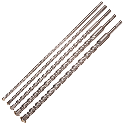 Juego de brocas SDS Plus 450 mm extralargas para hormigón y piedra | Ø10–25 mm con punta de carburo