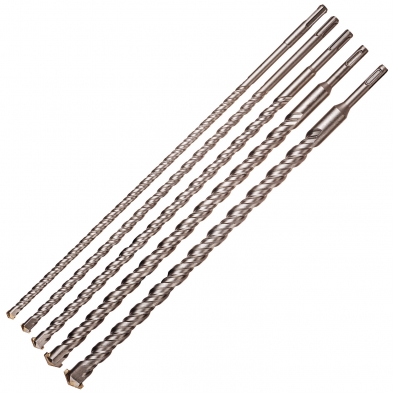 Juego de brocas SDS Plus 450 mm extralargas para hormigón y piedra | Ø10–25 mm con punta de carburo