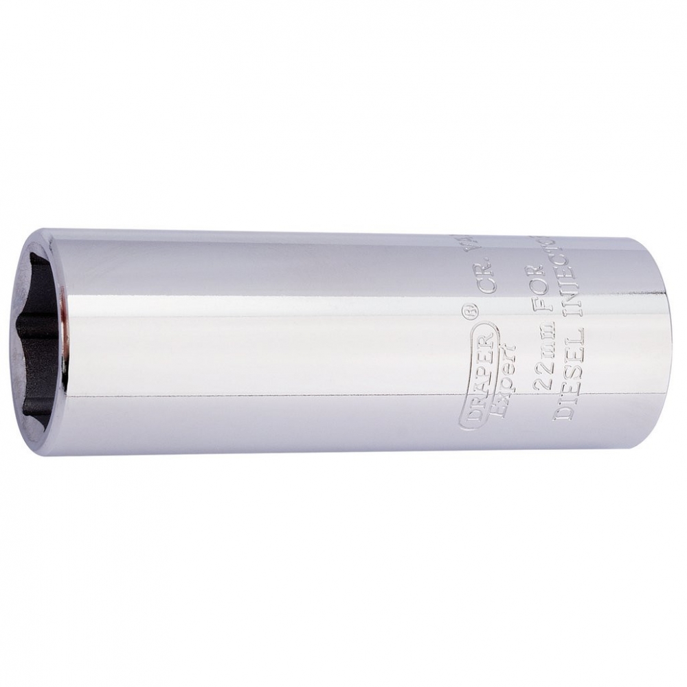 Llave de vaso larga 22 MM hexagonal 1/2" para inyectores diésel | Draper Expert