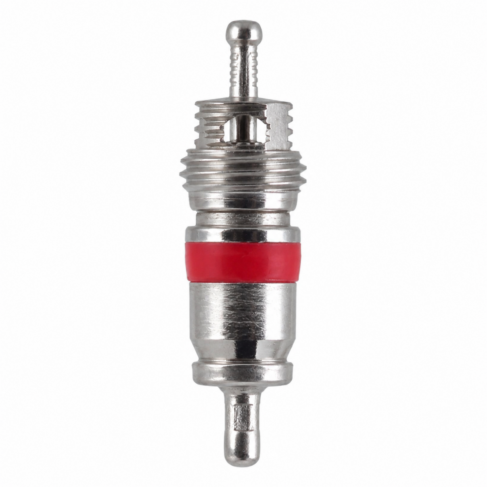 Obús de válvula industrial EM VG12 VG8 latón niquelado con junta teflón y largo 27 mm.