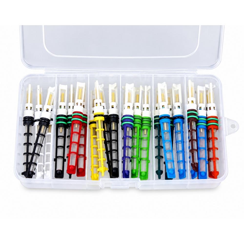 Kit surtido de válvulas de expansión tipo lápiz para aire acondicionado de coche con 26 piezas.
