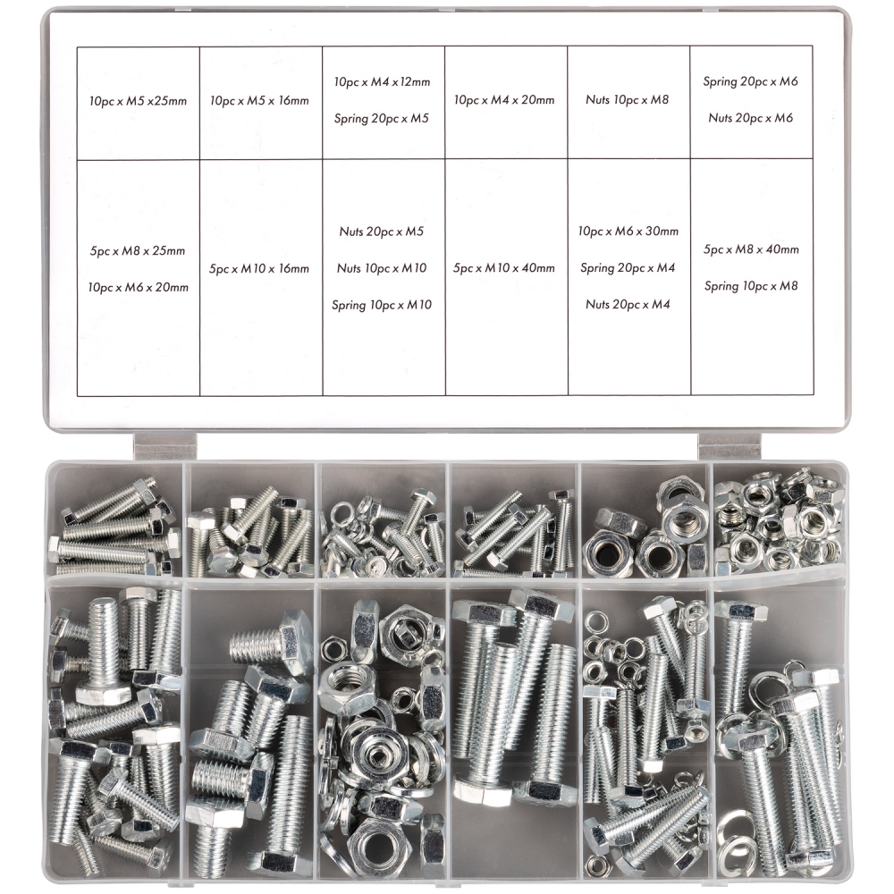 Kit de tornillos, tuercas y arandelas M4-M10 de 240 piezas en caja organizadora compartimentada
