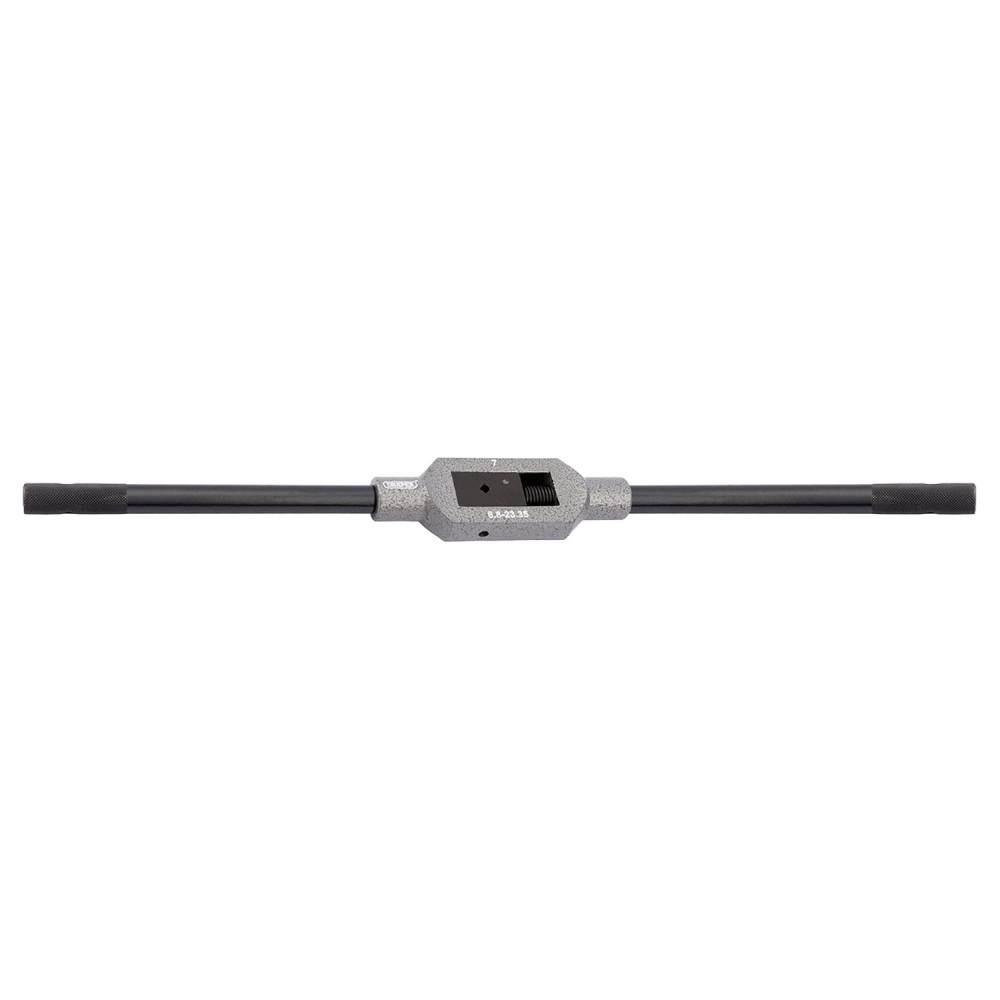 Vista frontal del portamachos de barra para machos de roscar grandes con cuerpo central ajustable